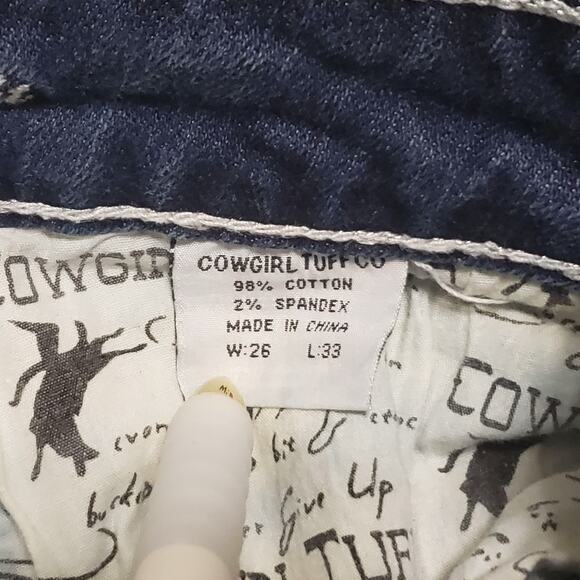 Cowgirl Tuff Jeans Wing & A Prayer Rhinestone Bootcut Low-Rise Y2K Sz 26x33‎ - Picture 10 of 15